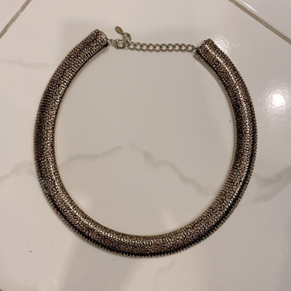 Gold Cheetah Print Necklace With An Adjustable Clasp